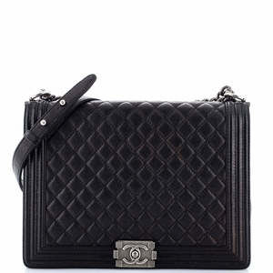 Chanel Large Boy Flap Bag Quilted Caviar